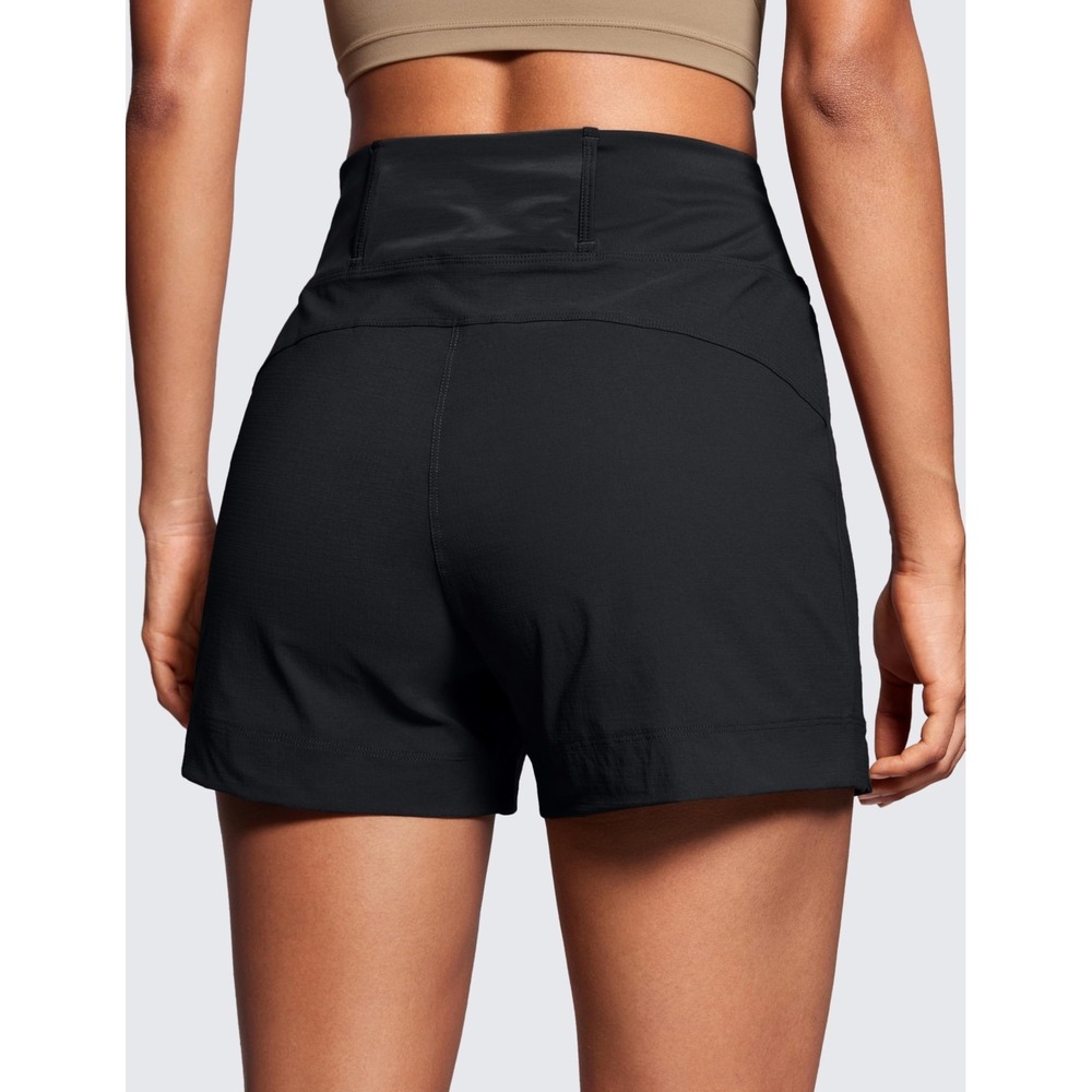 CRZ YOGA Mid Waisted Split Hiking Shorts 4" Black Athletic Womens Sz XL Pockets - Picture 2 of 4